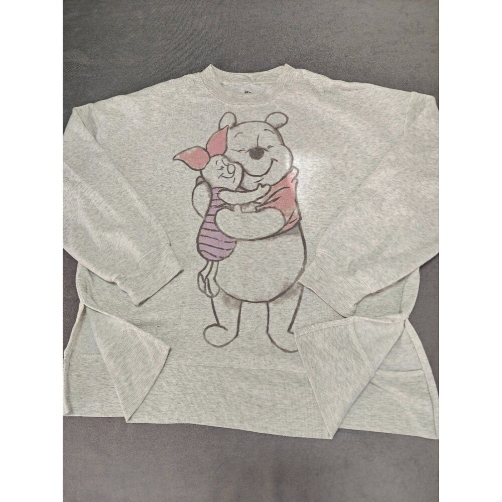 Disney Winnie the Pooh Piglet Women's L Gray Oversized Crewneck Sweatshirt - Picture 4 of 7